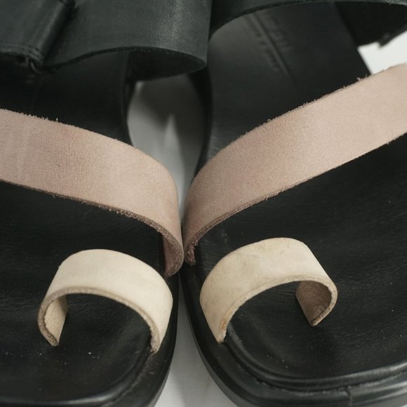 Ecco Womens Simpil Sandals Slides Black Pink Beige Leather Size 37 EU - 6.5 US - Picture 4 of 9